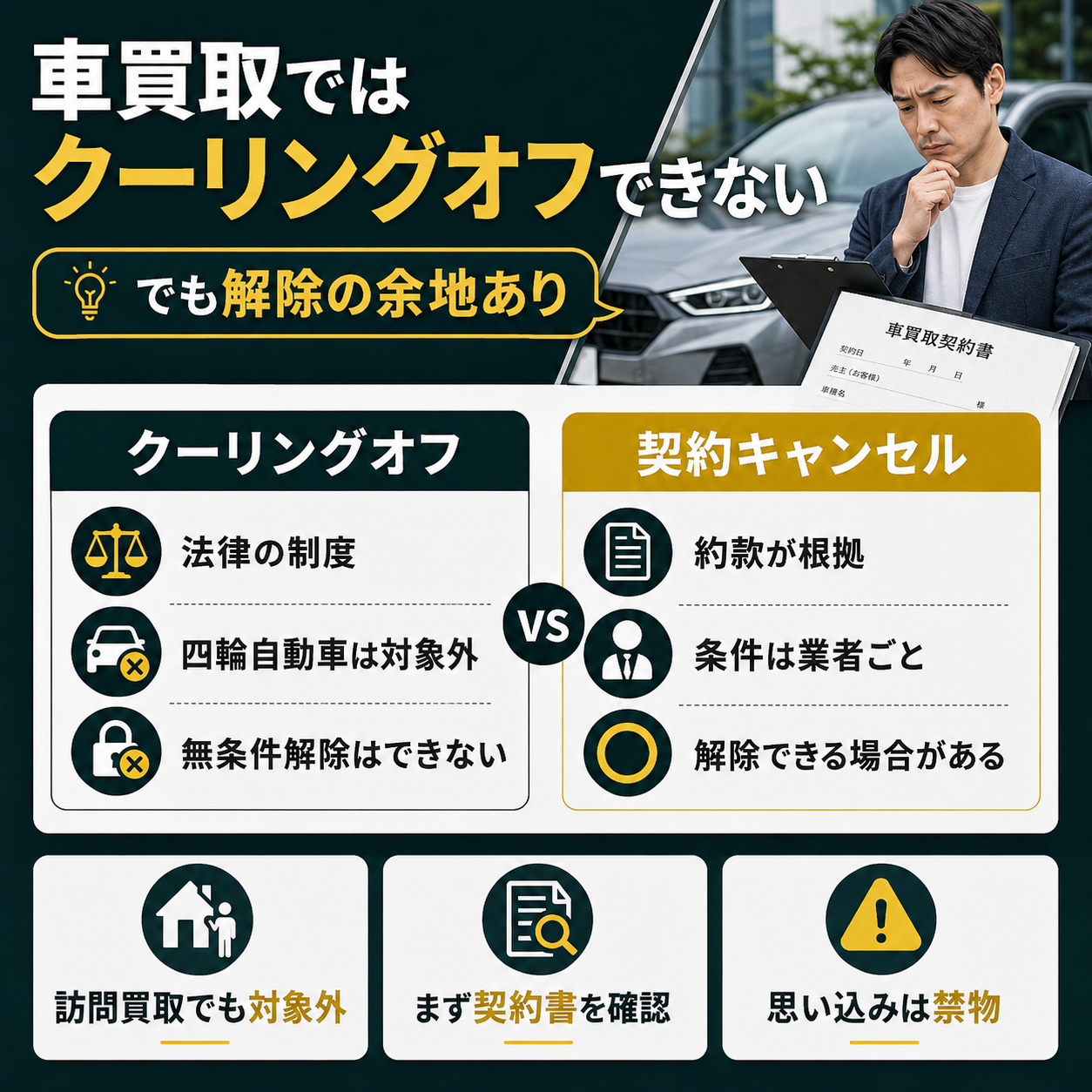 車買取ではクーリングオフできないのが原則