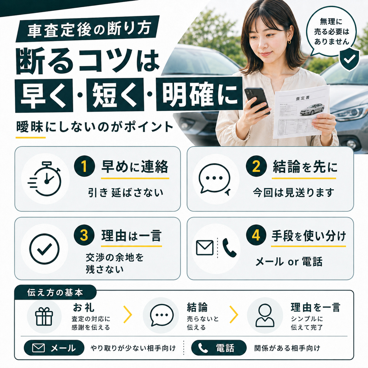 車査定後の断り方は早く短く明確に伝える