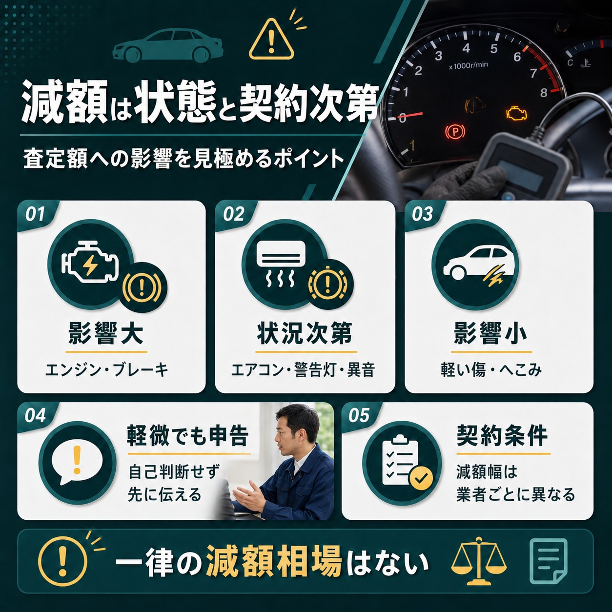査定後の故障で減額されるかは状態と契約で決まる