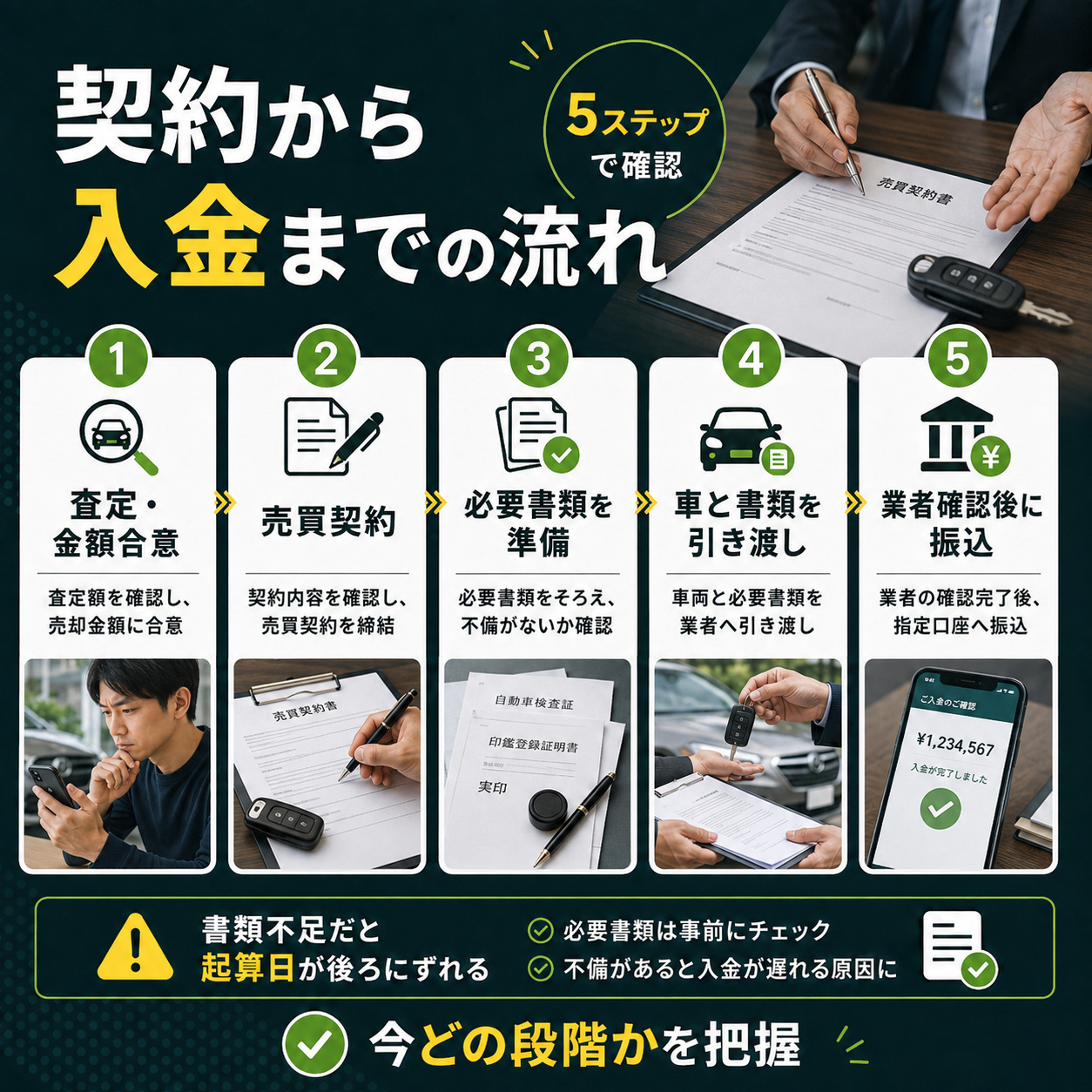 車買取の契約から入金までの流れ