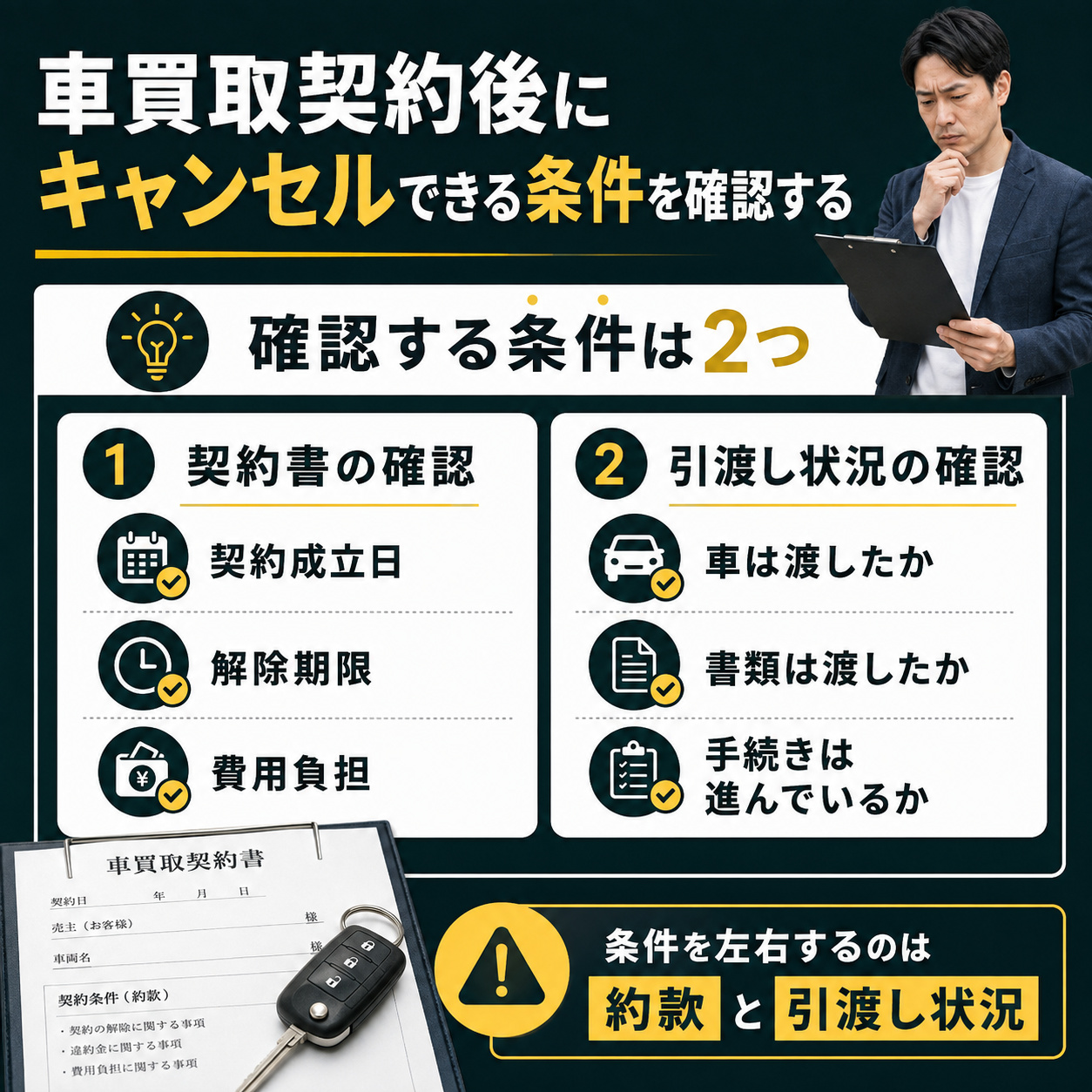 車買取契約後にキャンセルできる条件を確認する