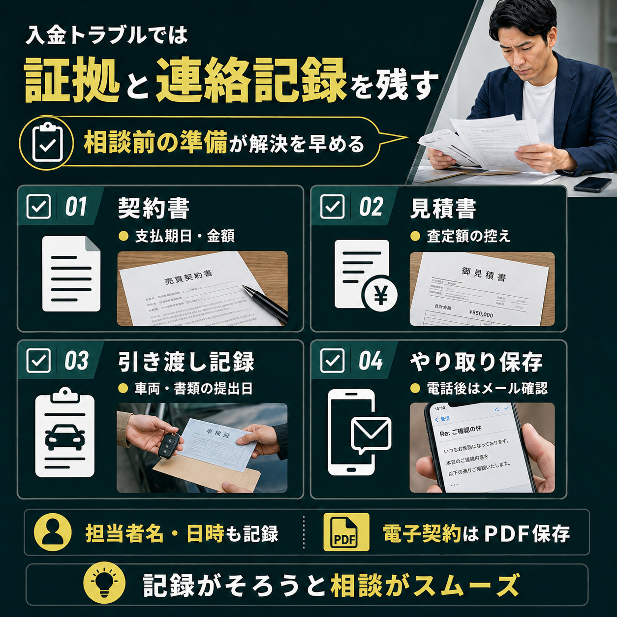 入金トラブルでは証拠と連絡記録を残す