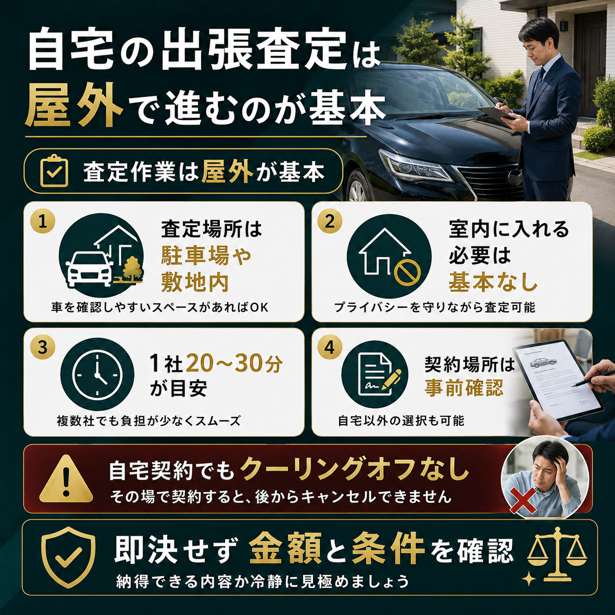 自宅の出張査定は屋外で進むのが基本