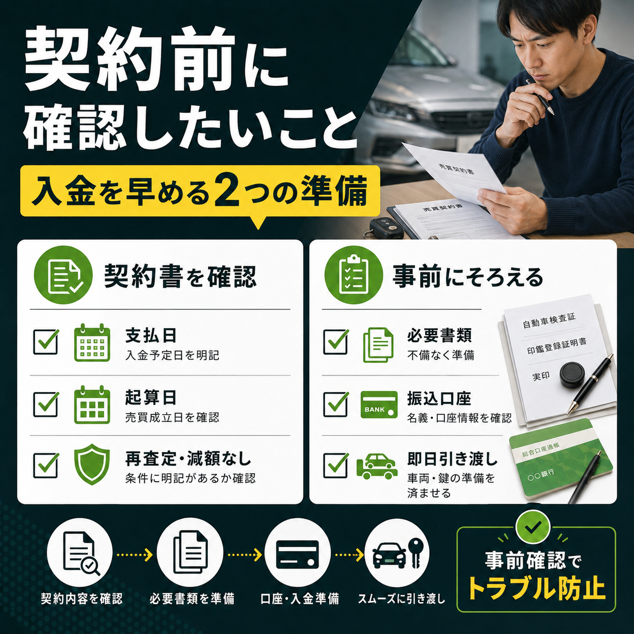 入金を早めてトラブルを防ぐ契約前の確認