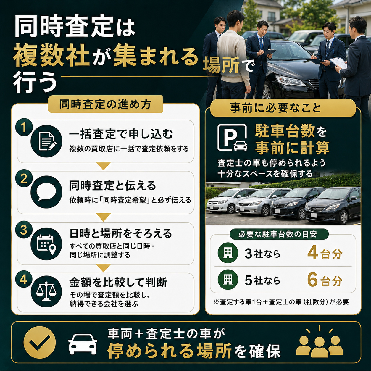 同時査定は複数社が集まれる場所で行う