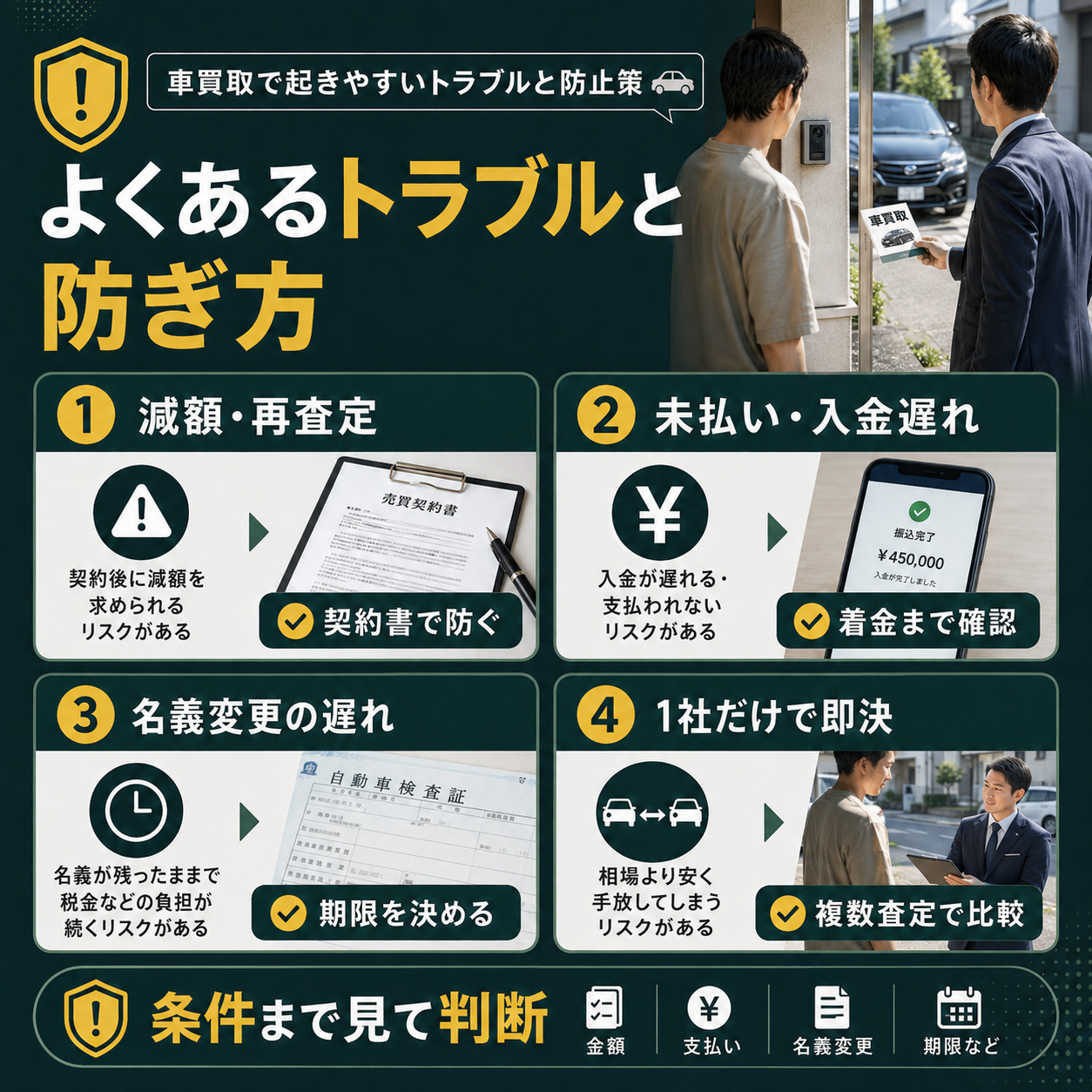 車買取で起きやすいトラブルと防止策