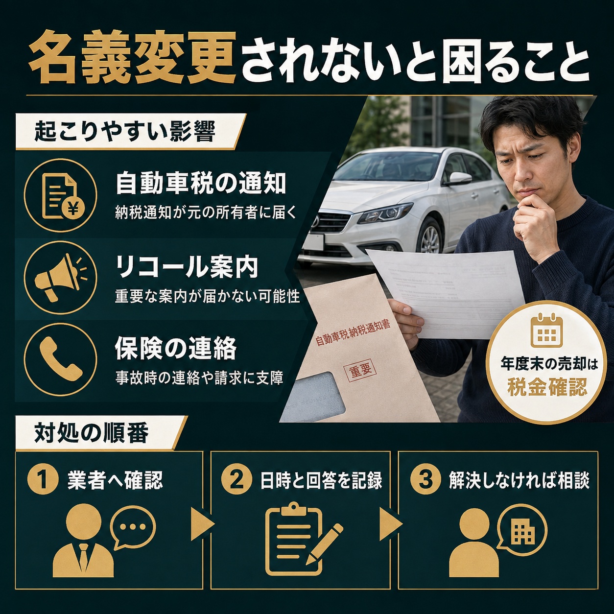 名義変更されないと税金や通知のトラブルにつながる