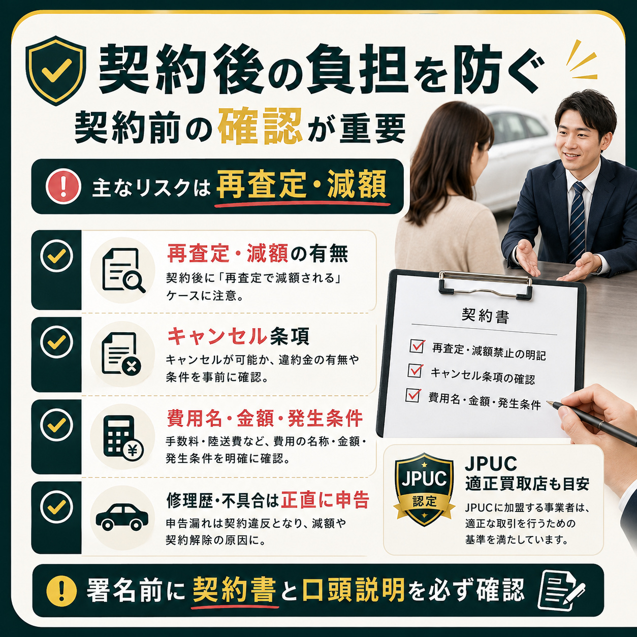 契約後の追加請求や想定外の負担を避ける