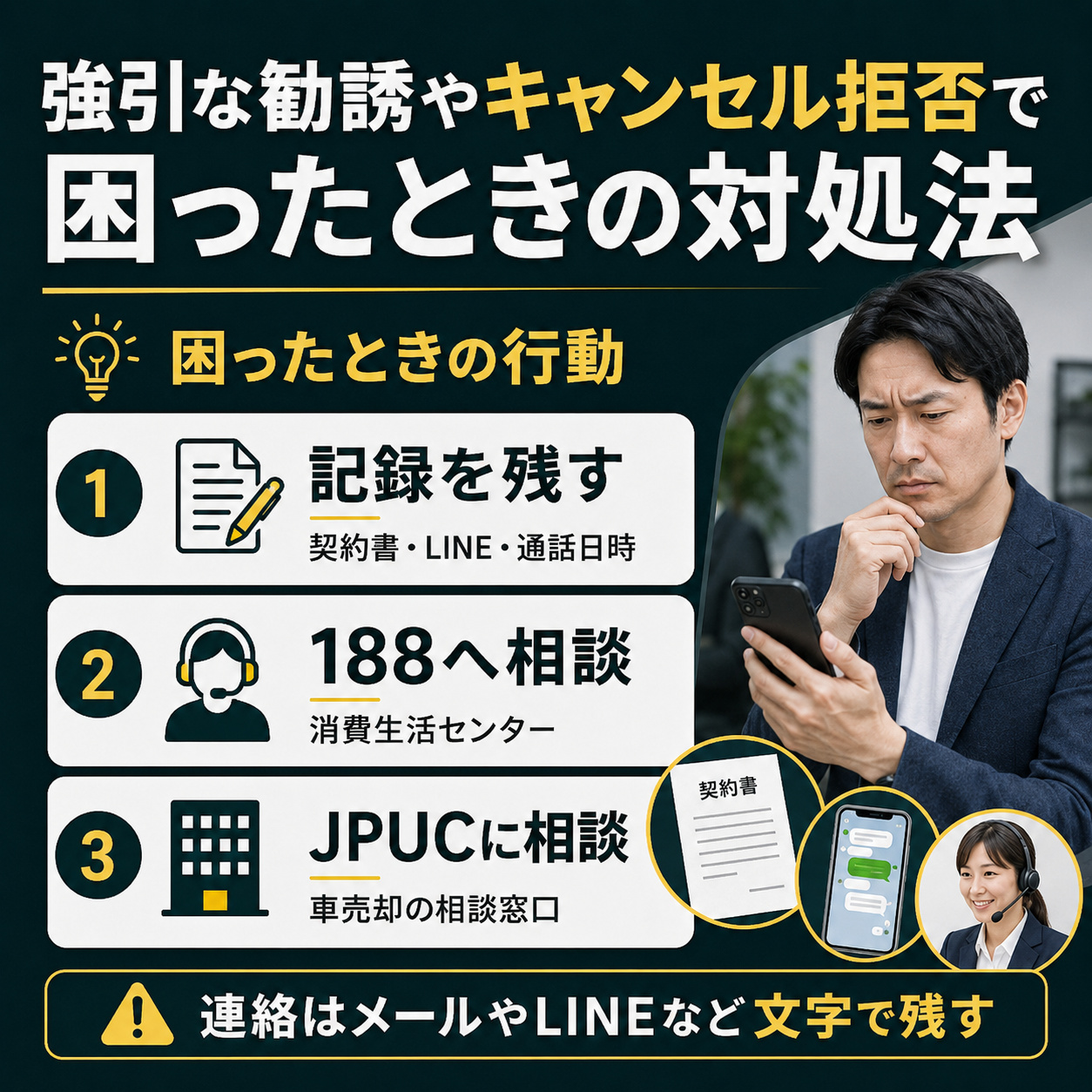 強引な勧誘やキャンセル拒否で困ったときの対処法