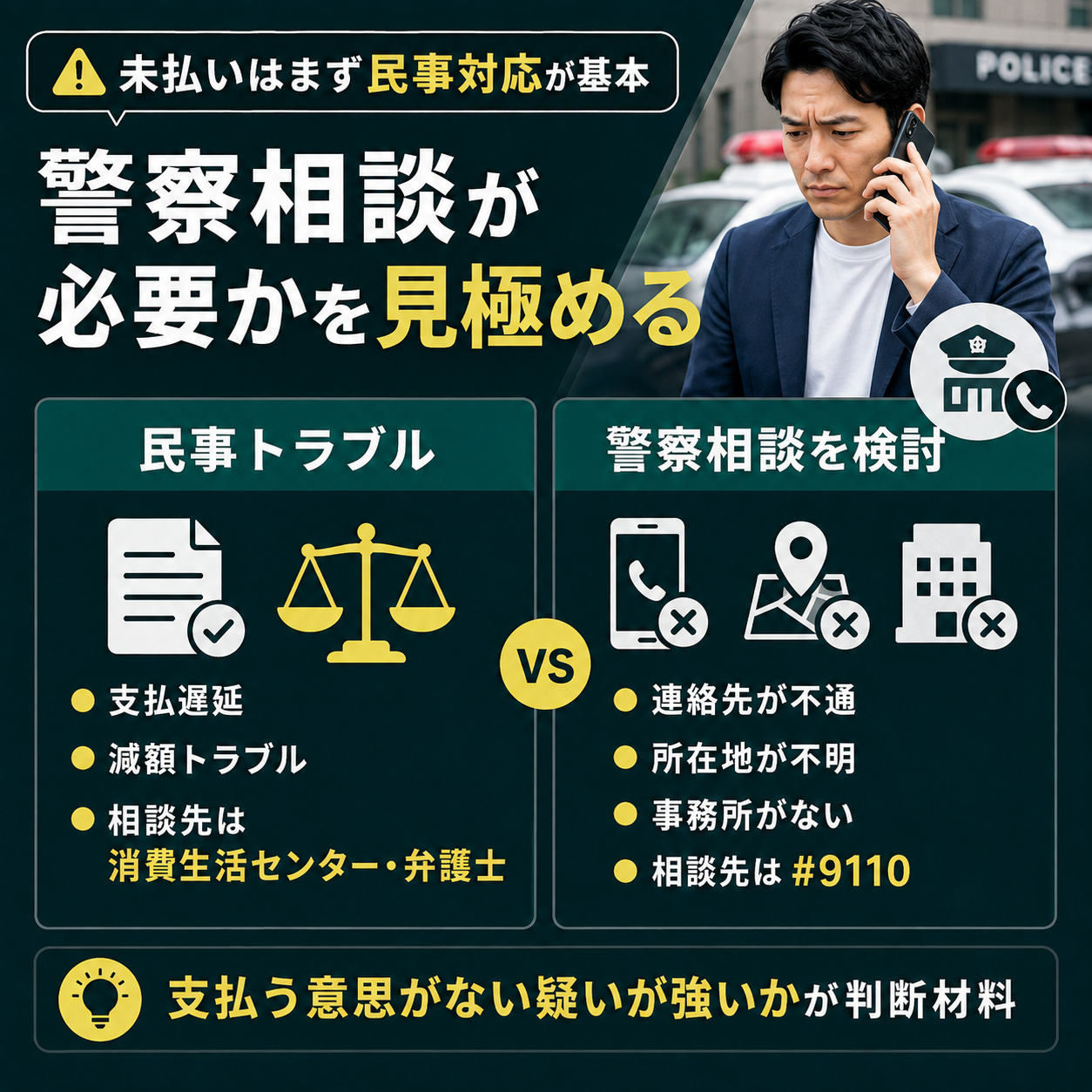 警察に相談するケースと民事トラブルの違い