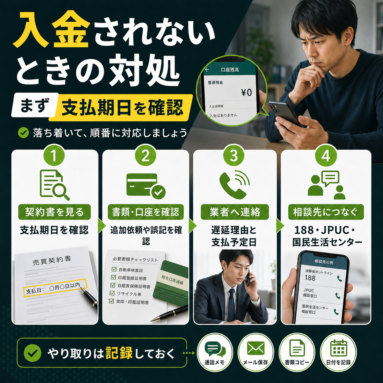 車売却代金が入金されないときの対処