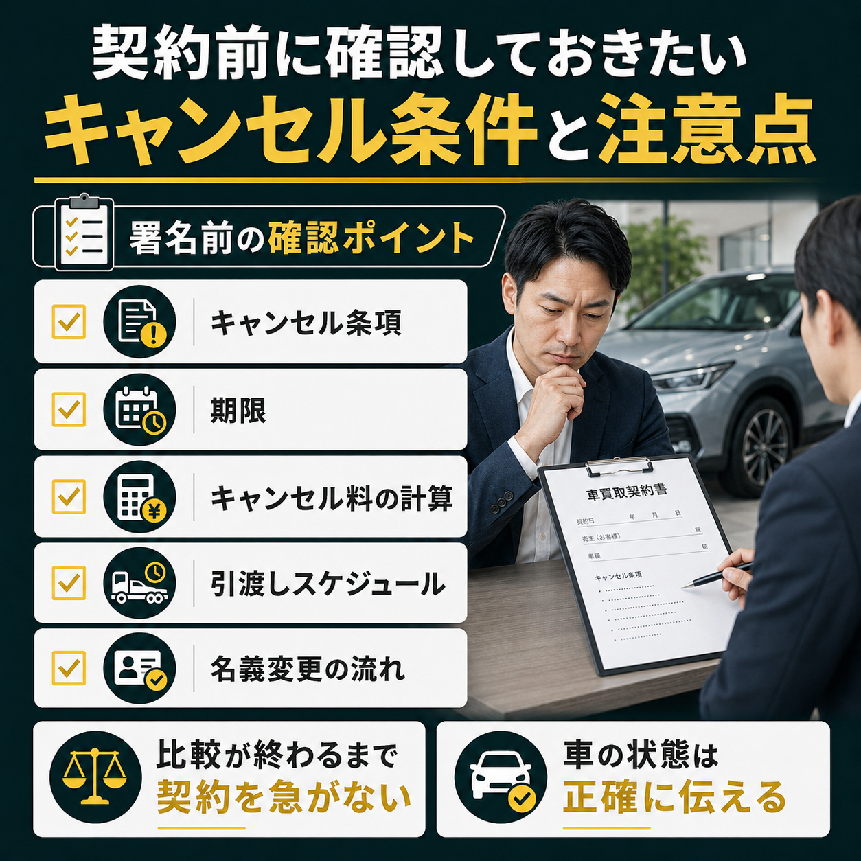 契約前に確認しておきたいキャンセル条件と注意点
