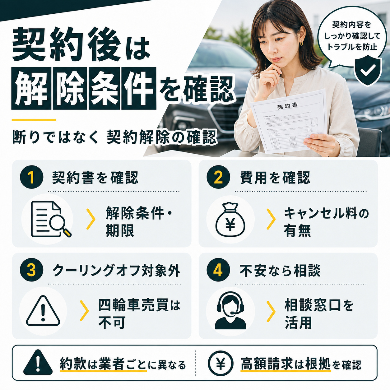 買取成立後のキャンセルは契約内容を確認する