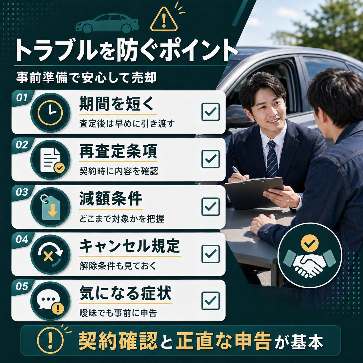 査定後の故障トラブルを防ぐためのポイント