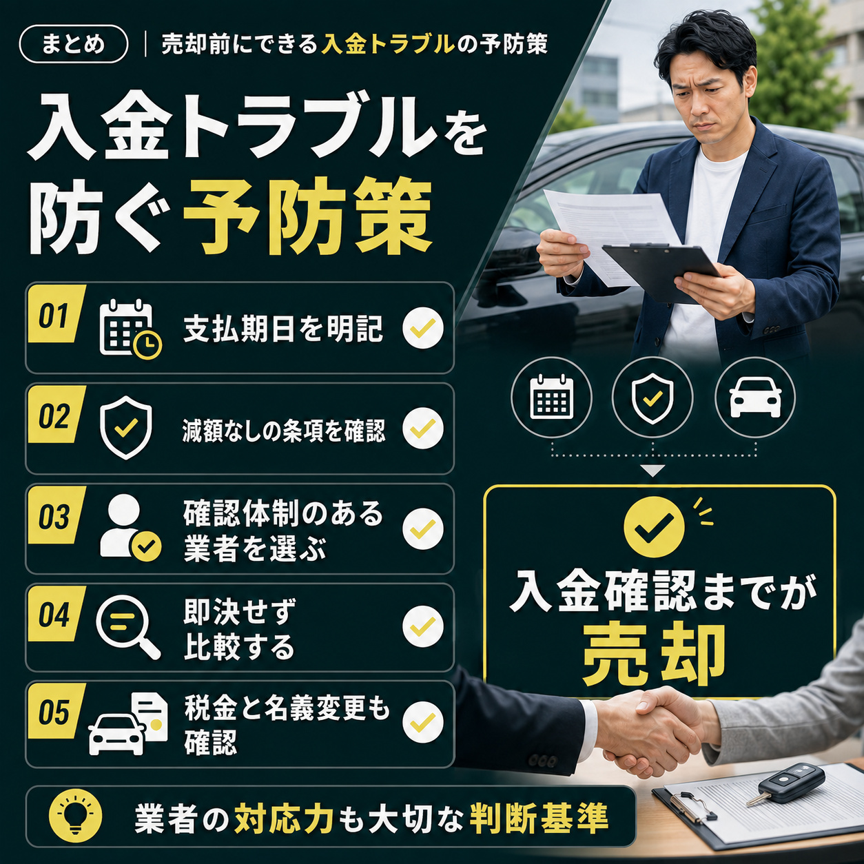 まとめ ｜ 売却前にできる入金トラブルの予防策