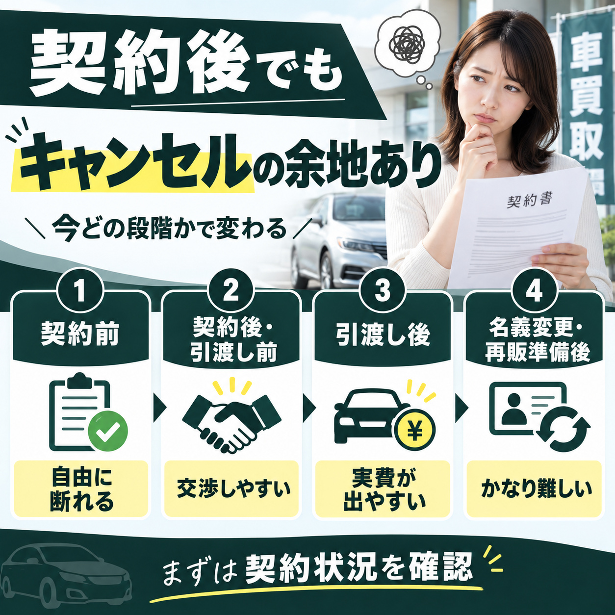 車買取は契約後でも条件次第でキャンセルできる