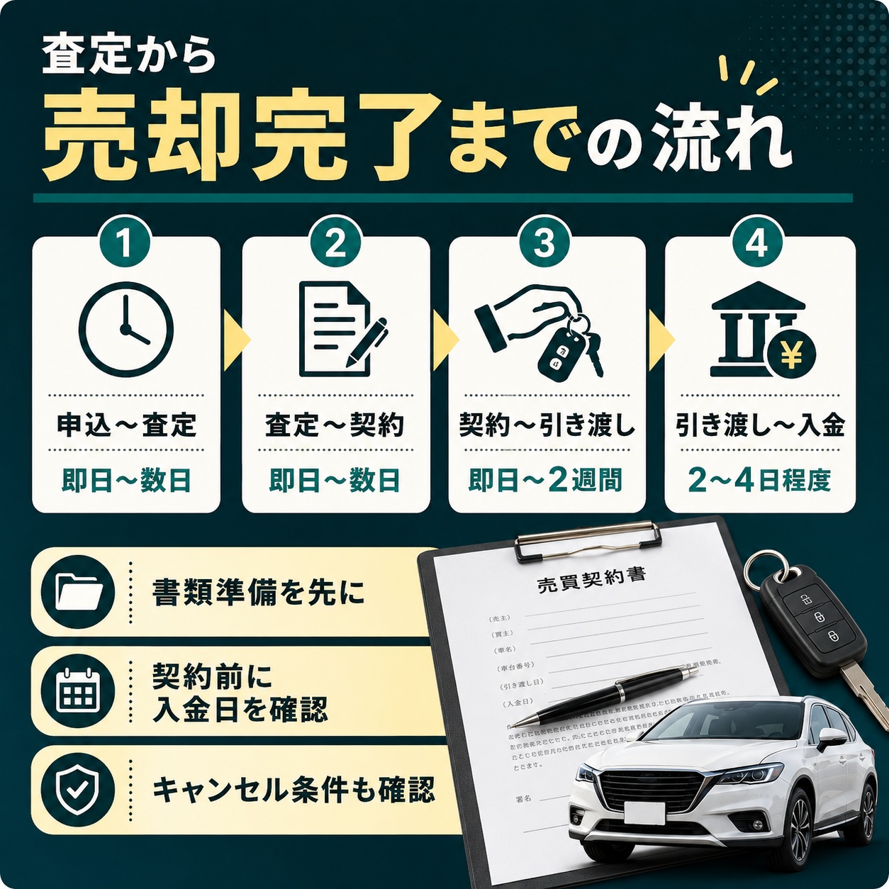 査定から売却完了までにかかる期間