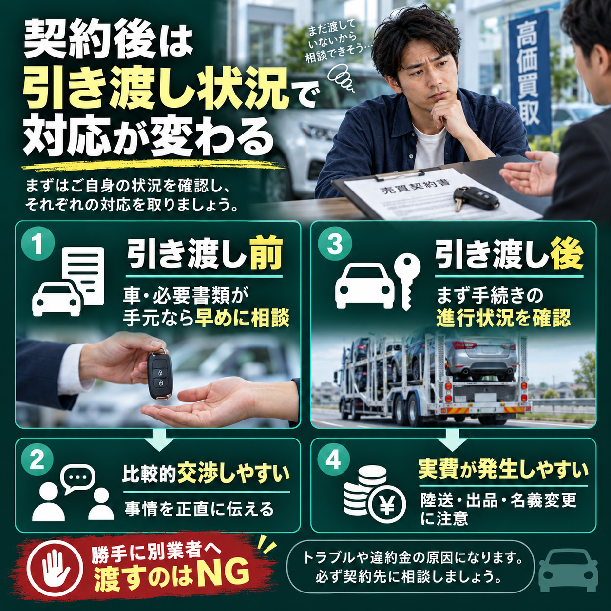 契約後は引き渡し状況で対応が変わる