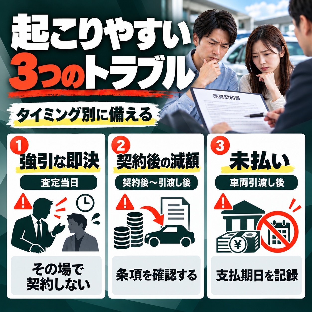車買取で起こりやすい業者トラブル