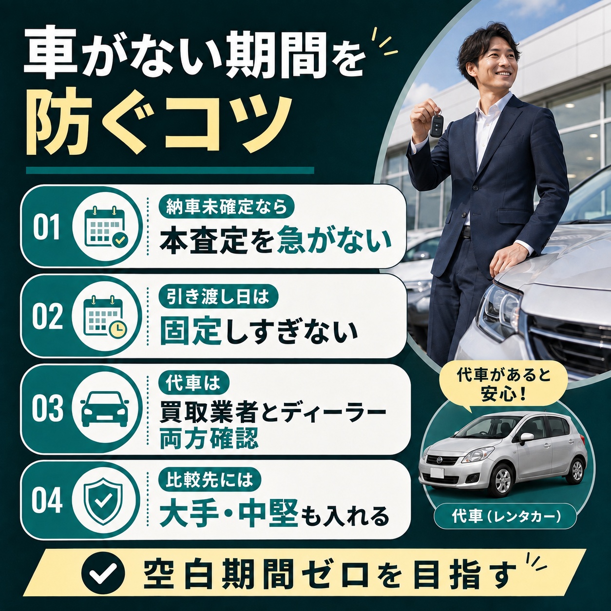 納車待ちで車がない期間をつくらない方法