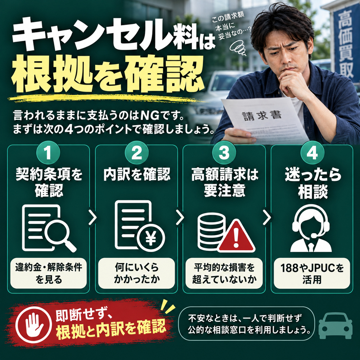 キャンセル料を請求されたら根拠を確認する