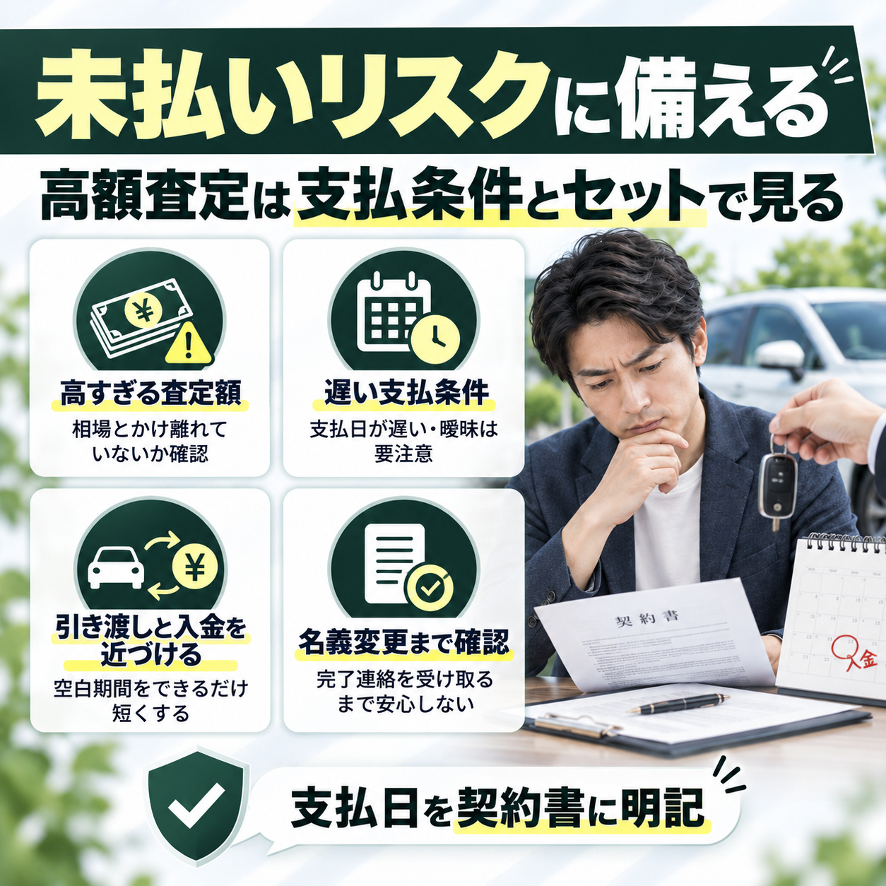 車買取業者の破産や未払いリスクに備える