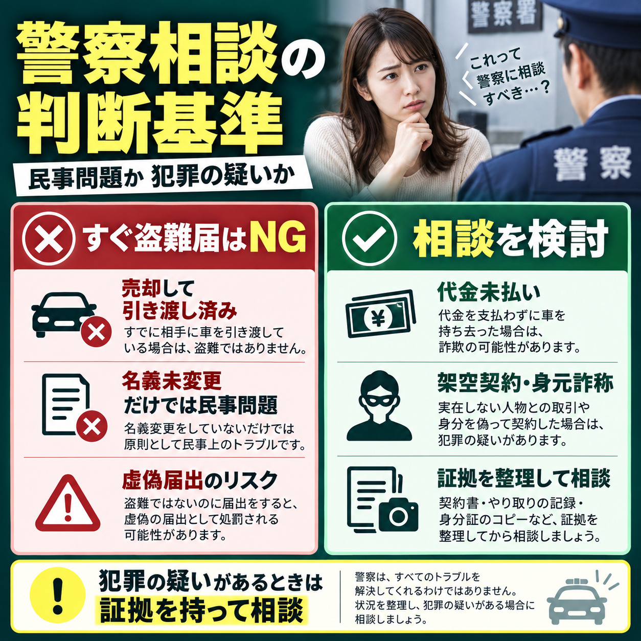 盗難届や警察への相談で解決できるとは限らない