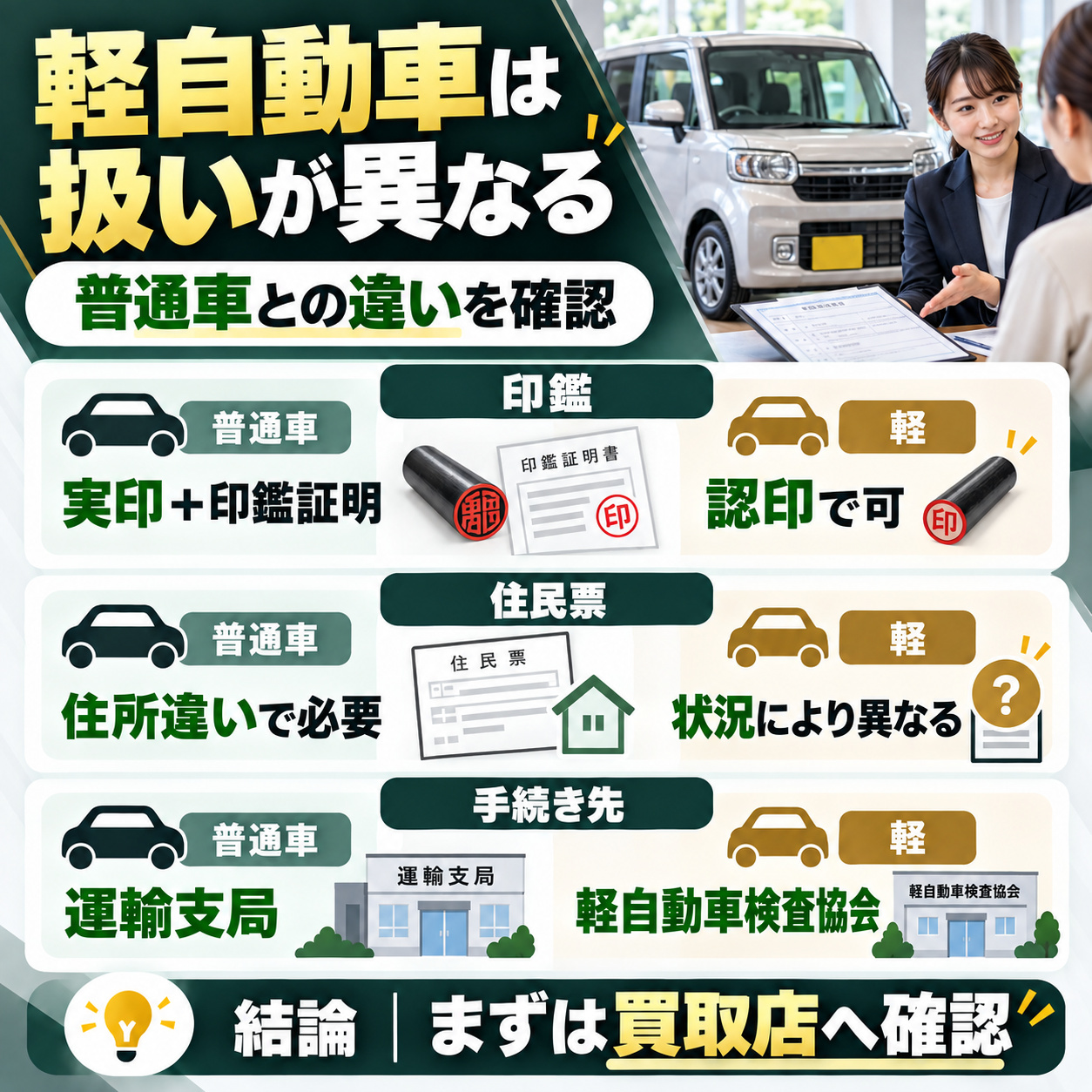 軽自動車は普通車と住民票の扱いが異なる
