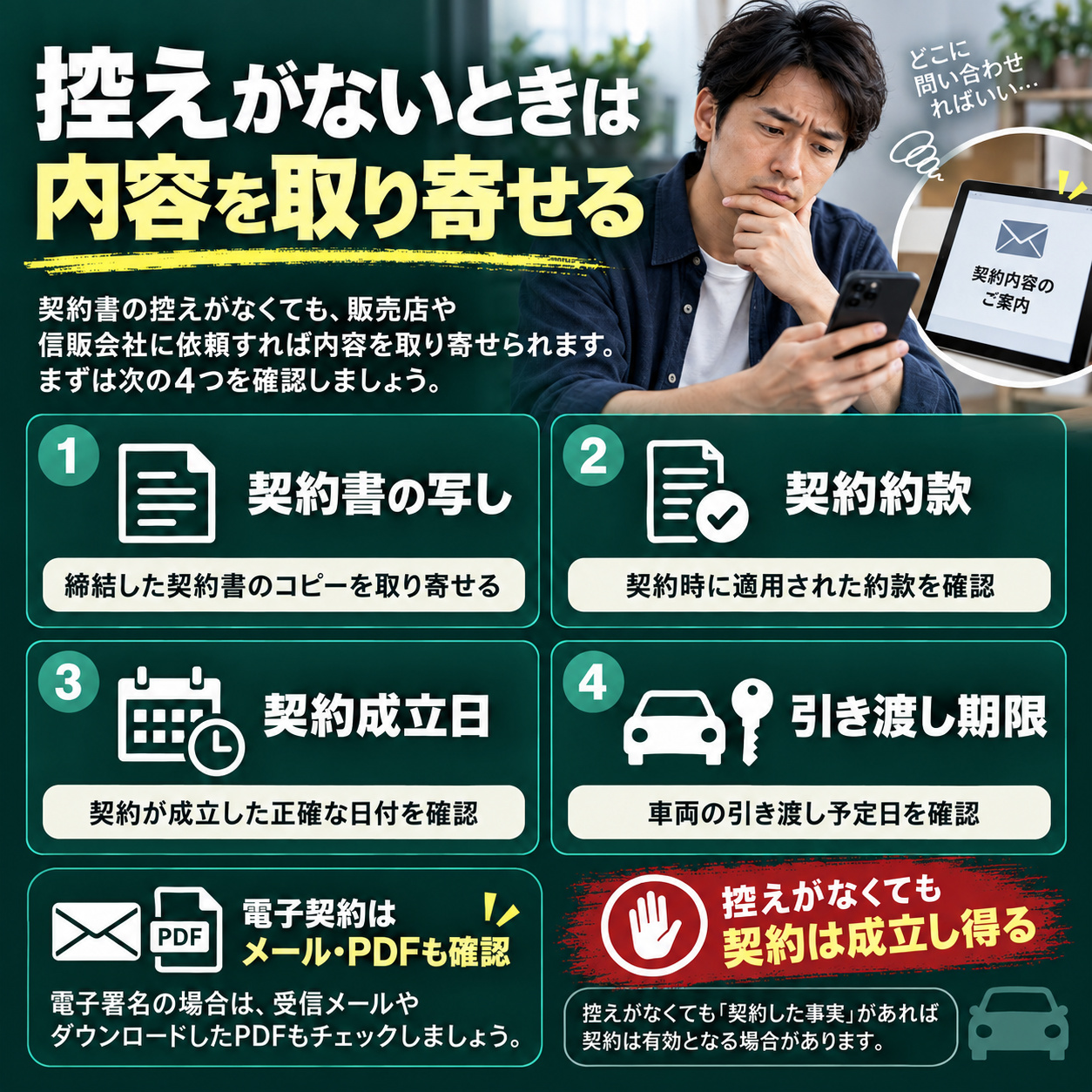 契約書の控えがない場合は内容を取り寄せる