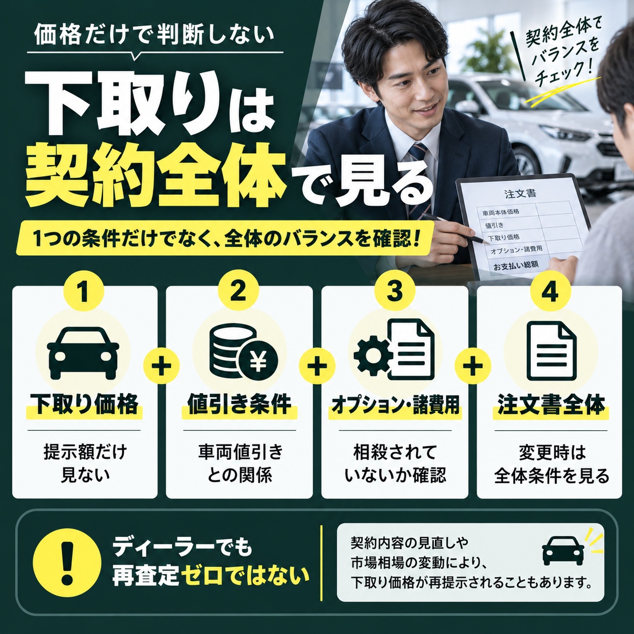 ディーラー下取りの再査定は契約全体を見る