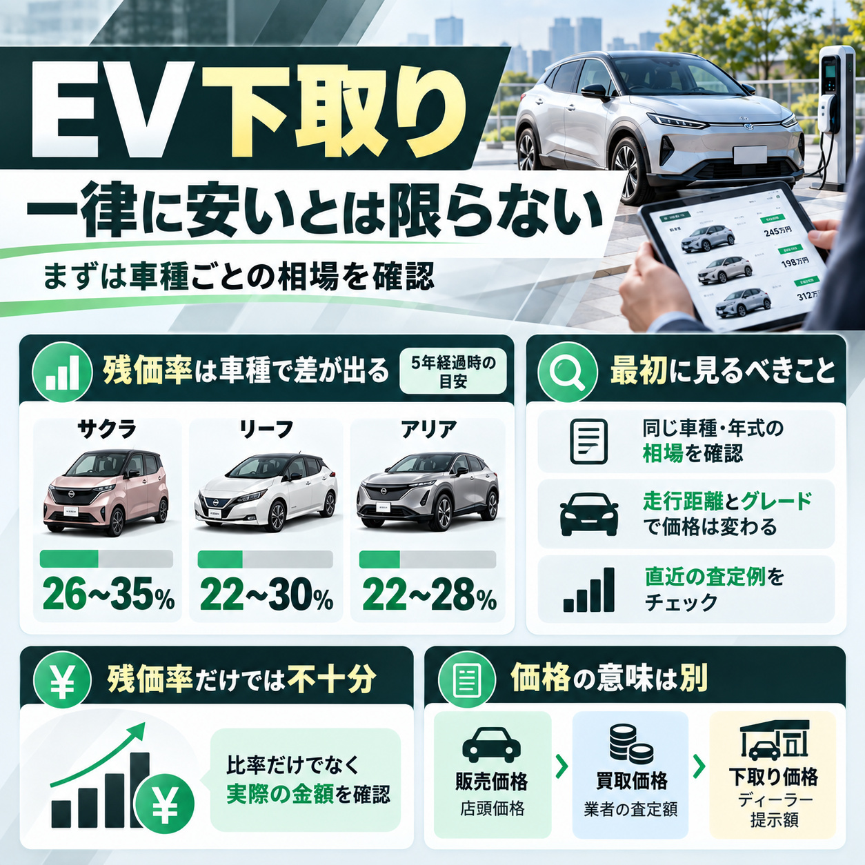 電気自動車の下取り価格は車種差が大きく一律に安いとはいえない