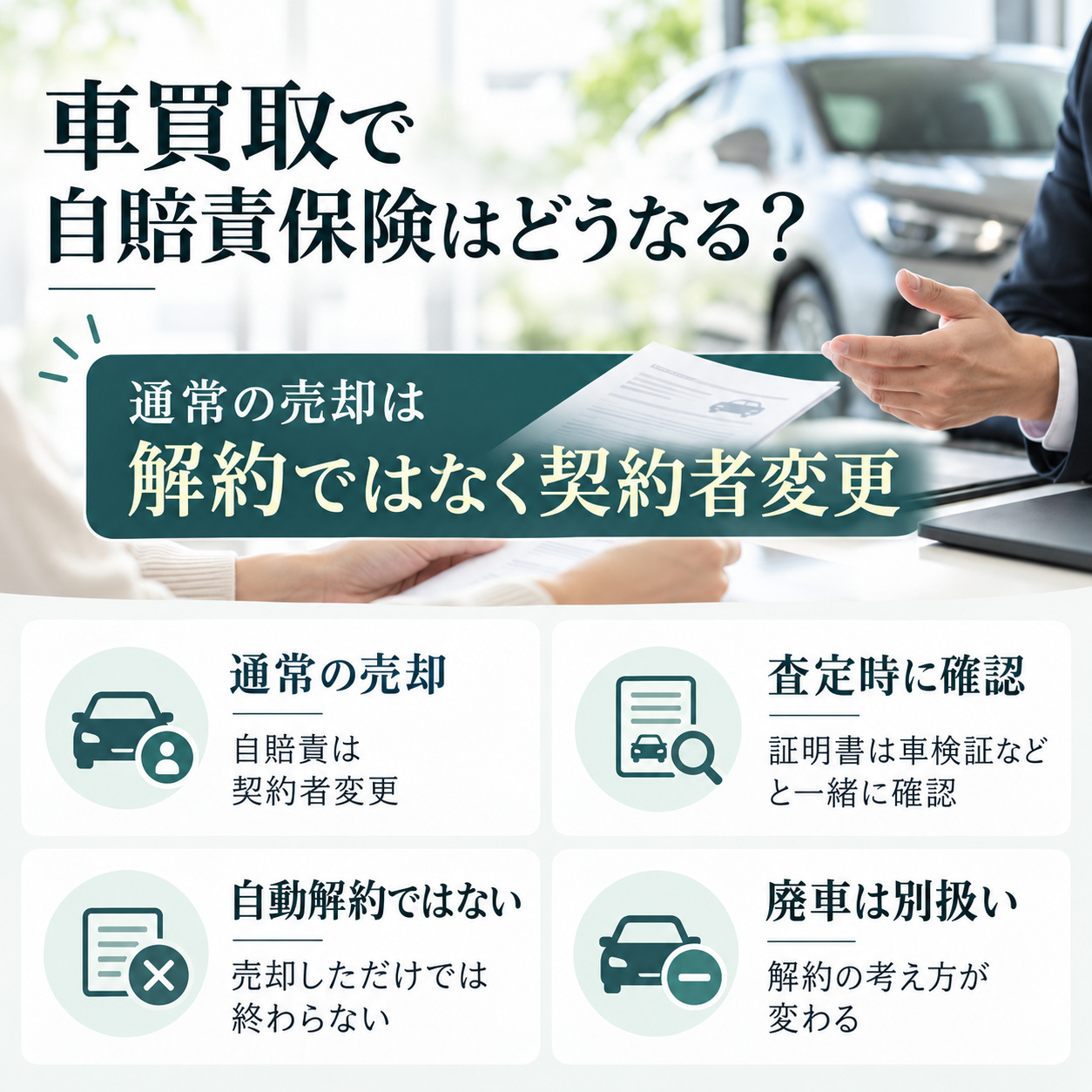 車買取で自賠責保険はどうなる？
