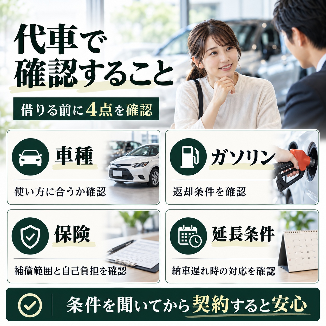 車買取の代車で確認しておきたいこと