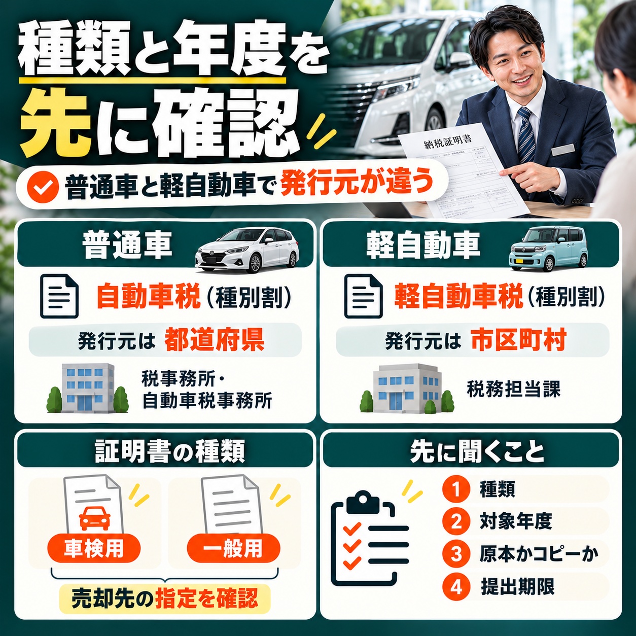 売却前に納税証明書の種類と年度を確認する