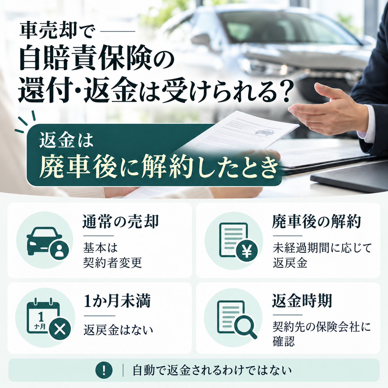 車売却で自賠責保険の還付・返金は受けられる？