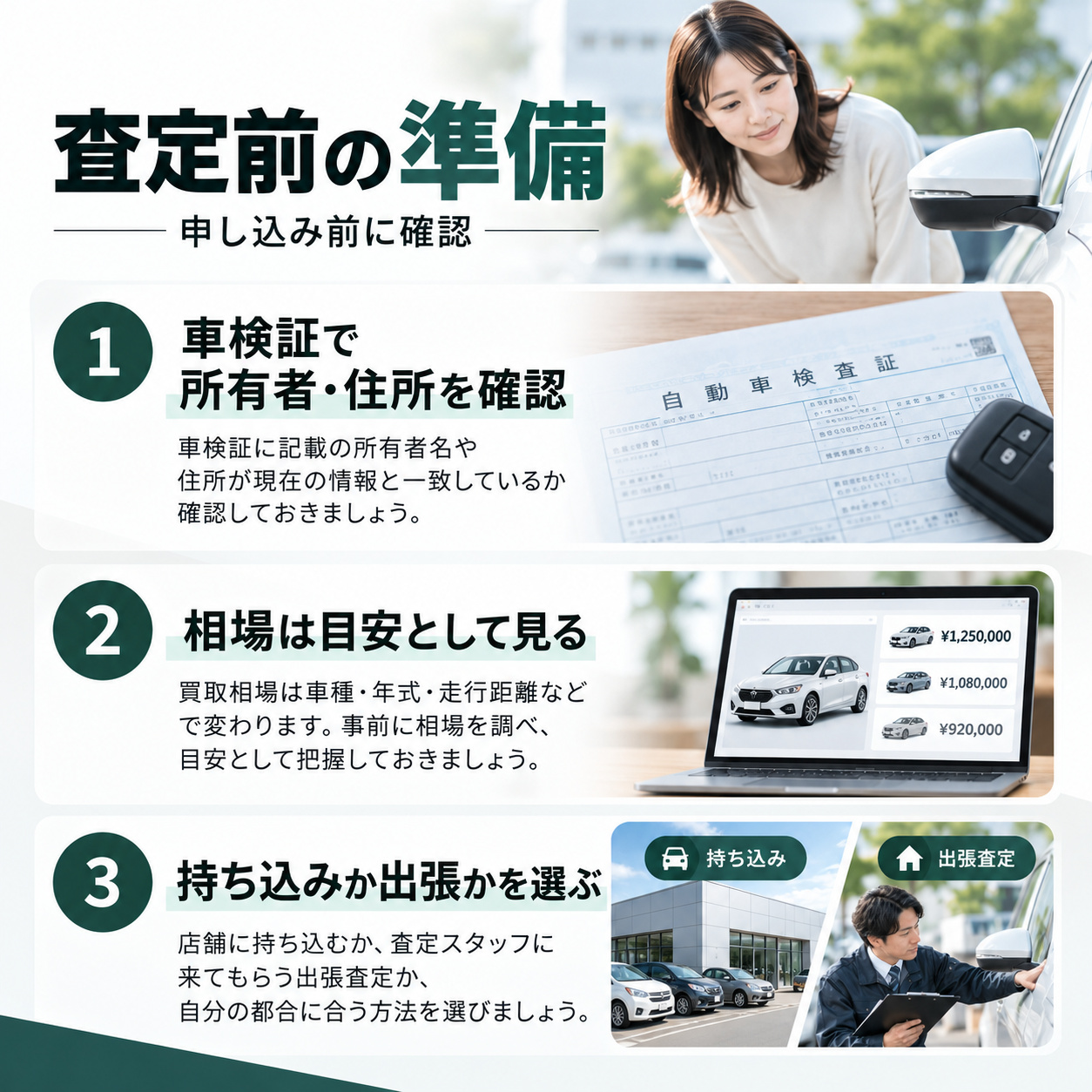 査定を申し込む前に準備しておきたいこと