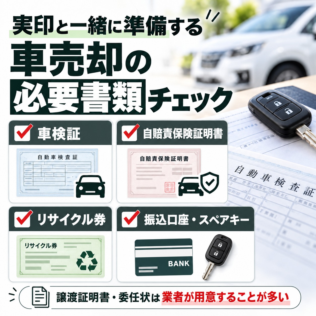 実印と一緒に準備する車売却の必要書類