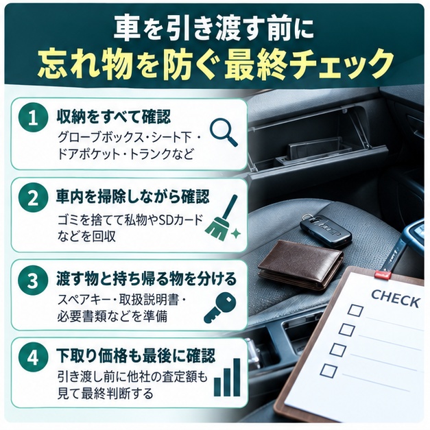 車を引き渡す前に忘れ物を防ぐ最終チェック
