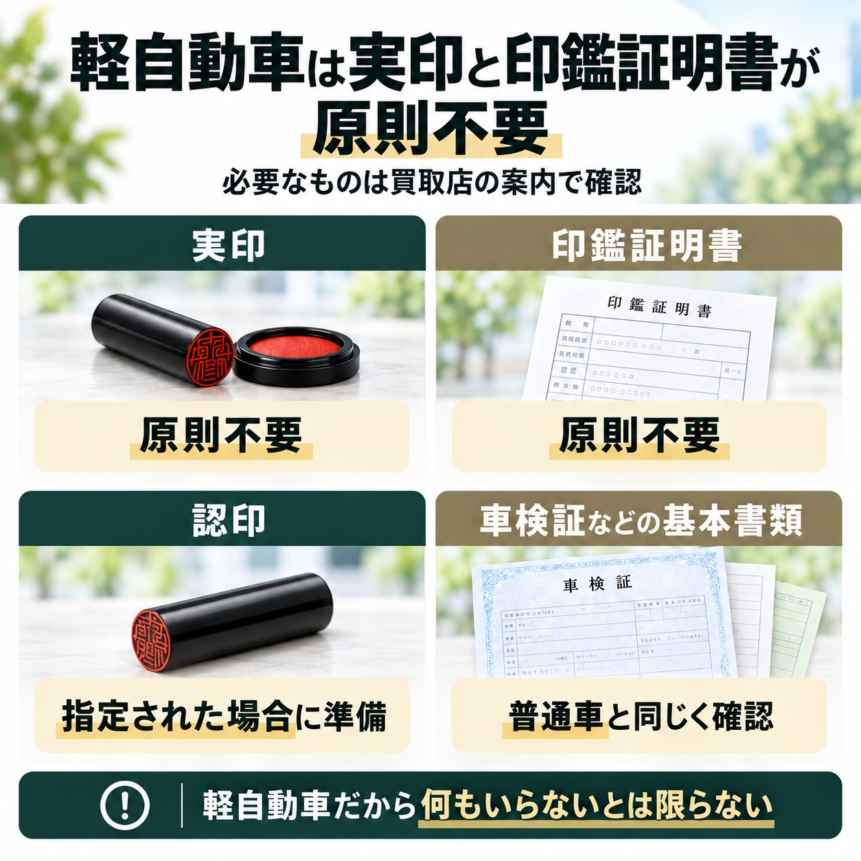 軽自動車は実印と印鑑証明書が原則不要