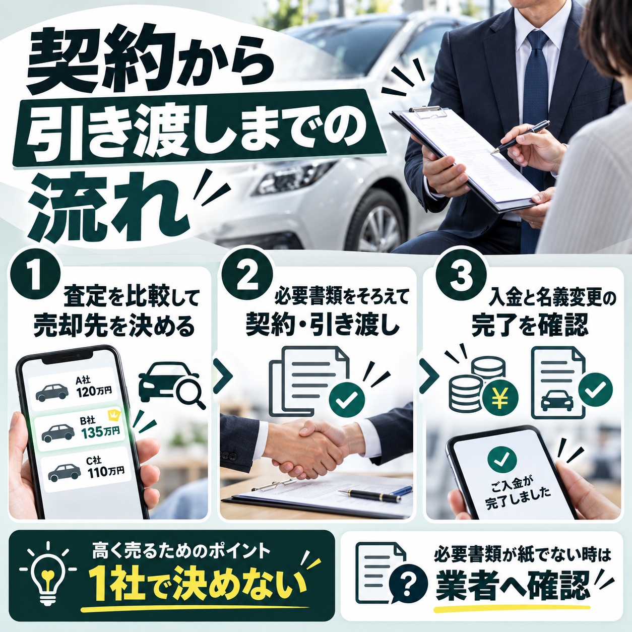 車買取の契約から引き渡しまでの流れ