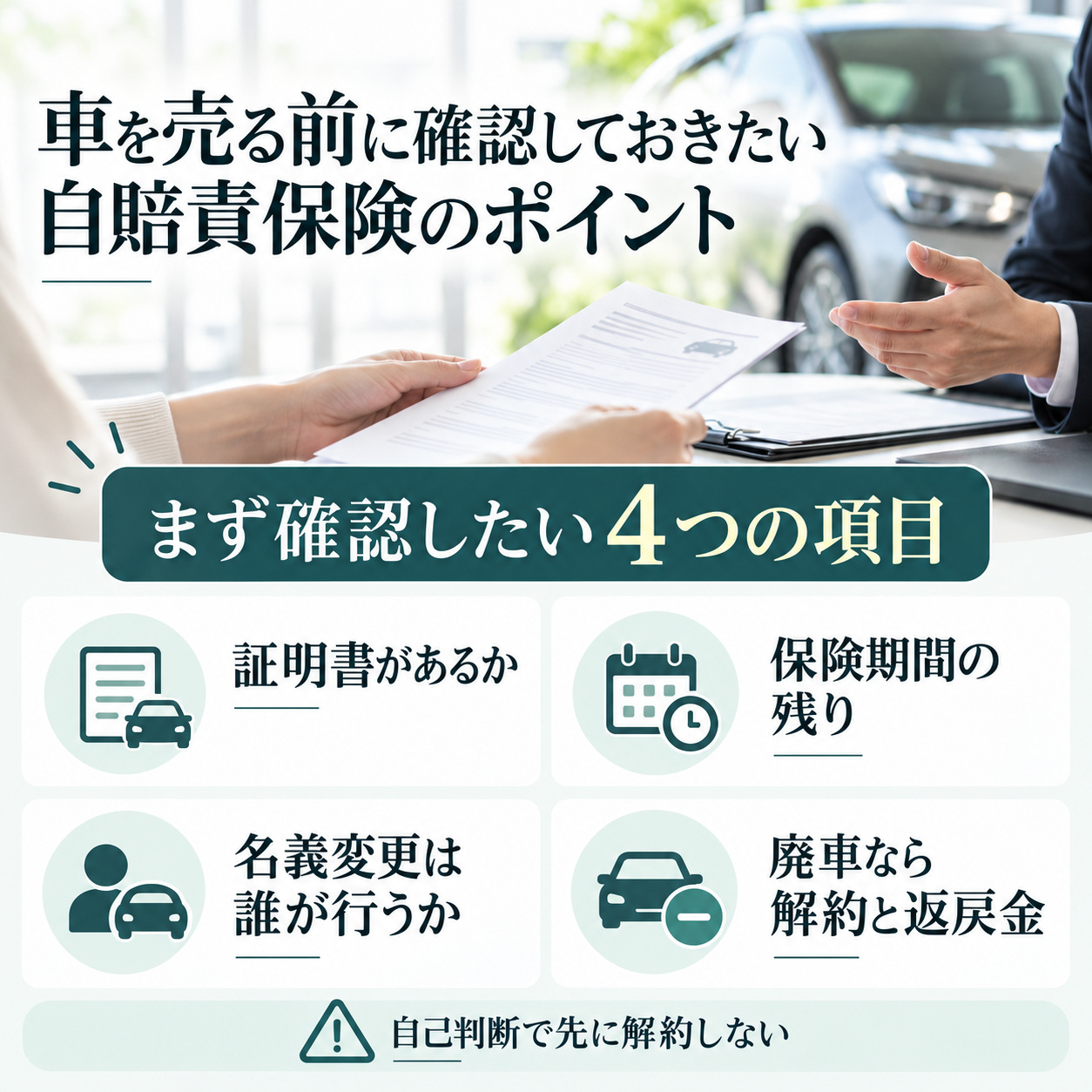 車を売る前に確認しておきたい自賠責保険のポイント