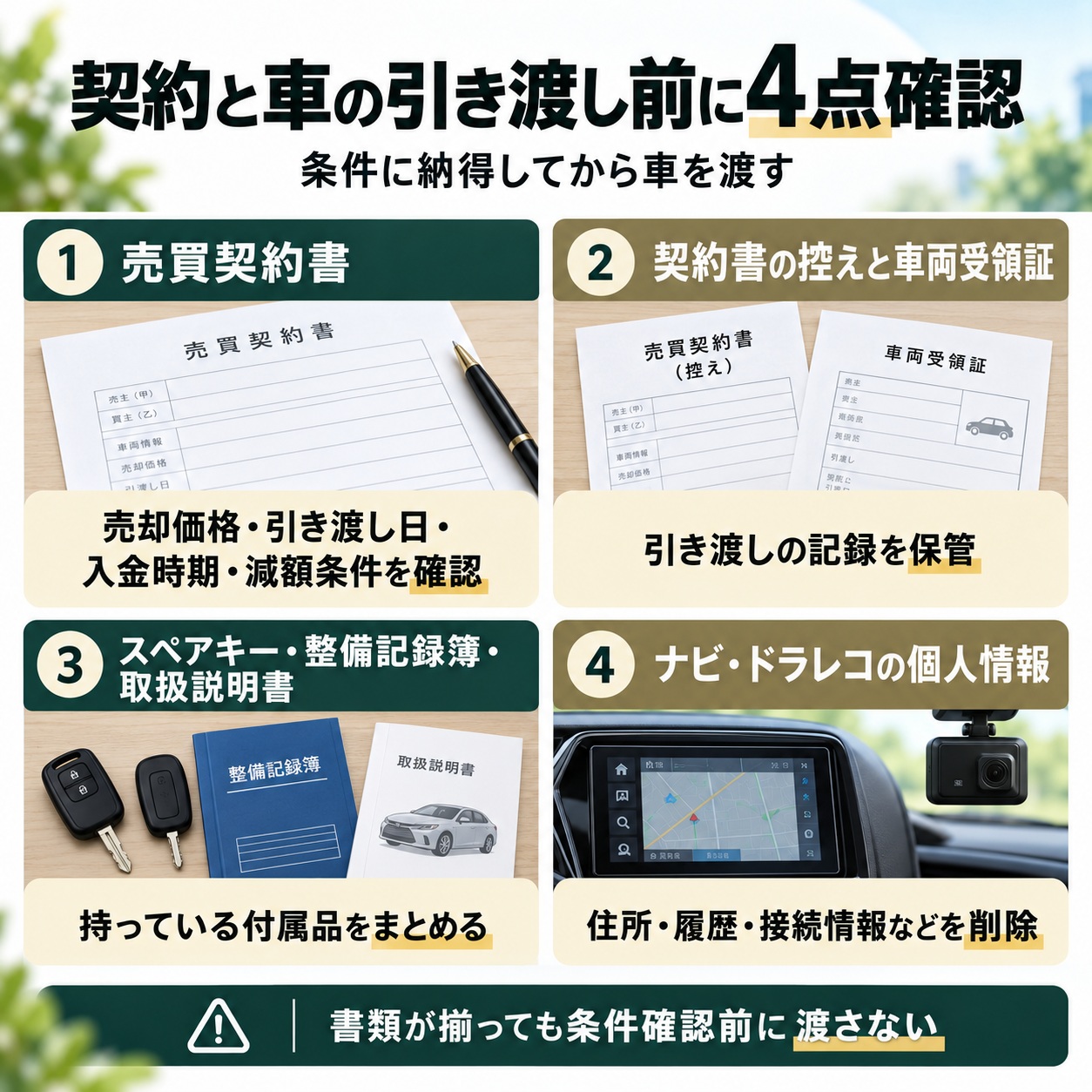 契約と車の引き渡し前に確認しておきたいこと