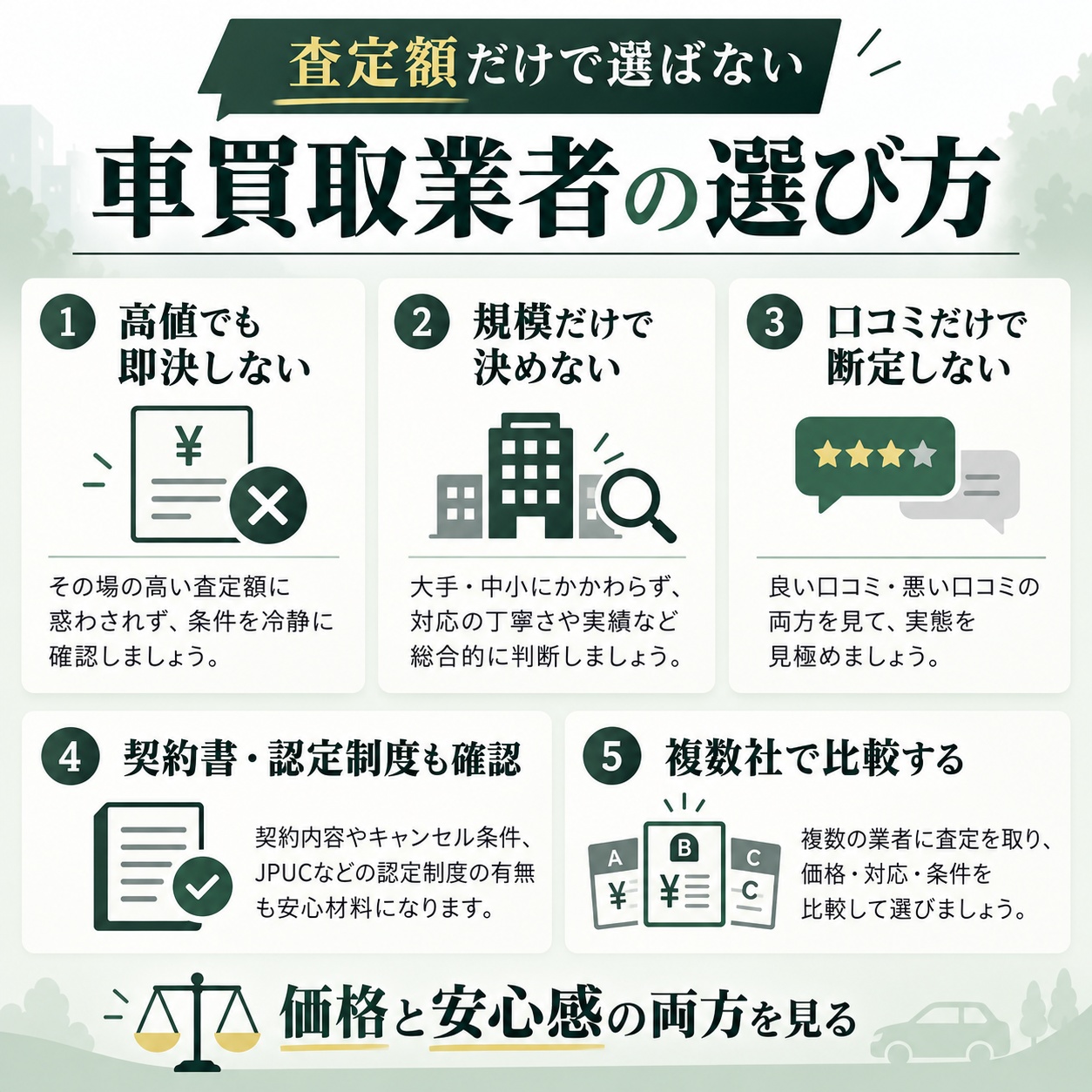 車買取業者は査定額だけで選ばない